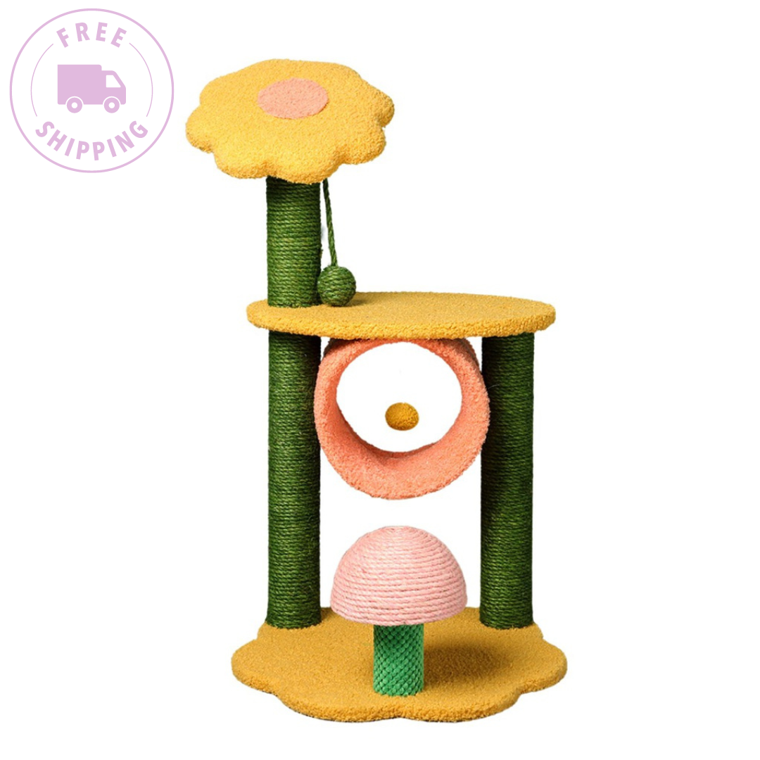 Floofi Sunflower Plush Cat Scratching Post Tree 90cm