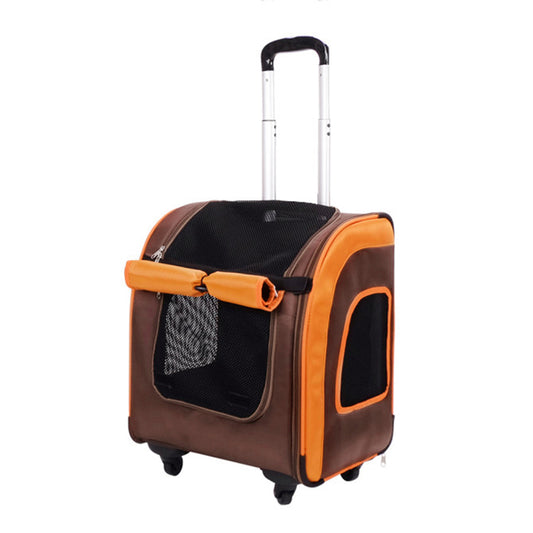 Ibiyaya New Liso Backpack Parallel Transport Pet Trolley Orange/Brown