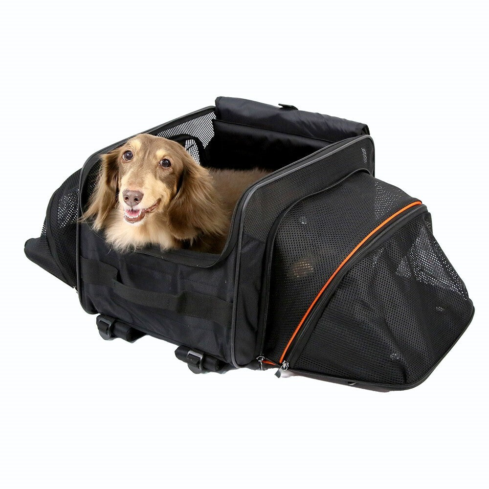 Ibiyaya JetPaw Expandable Pet Carrier & Backpack Obsidian/Orange