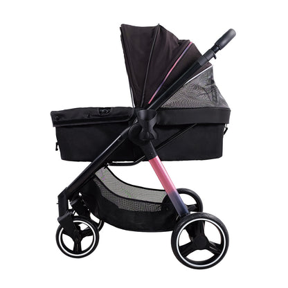 Ibiyaya Retro Luxe Folding Pet Stroller for Pets up to 30kg - Prism Black