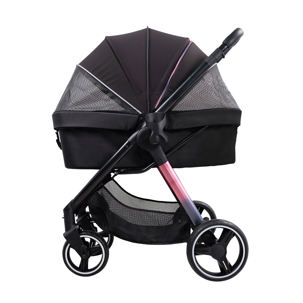 Ibiyaya Retro Luxe Folding Pet Stroller for Pets up to 30kg - Prism Black