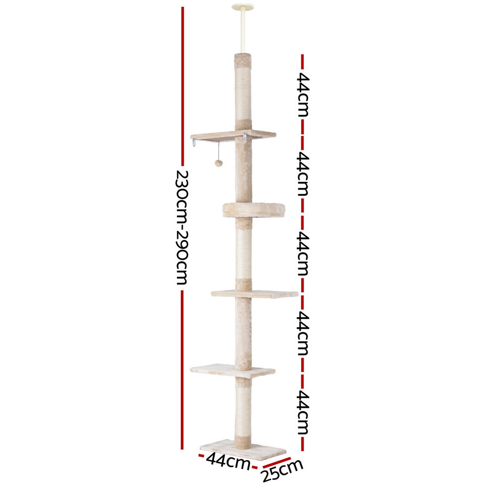 i.Pet Cat Tree Scratching Tower Bed Beige 290cm