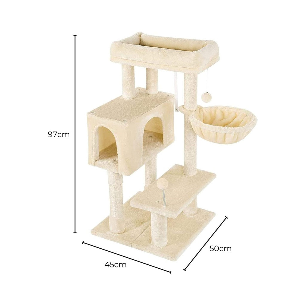 Floofi Plush Cat Tree with Adjustable Base 97cm