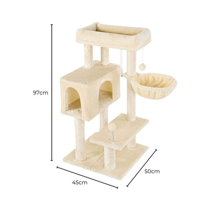 Floofi Plush Cat Tree with Adjustable Base 97cm