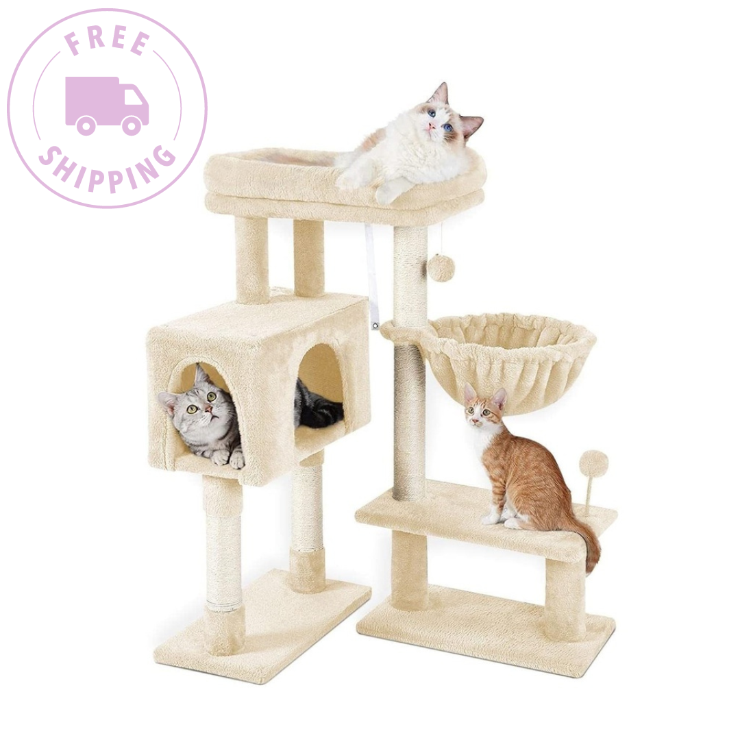 Floofi Plush Cat Tree with Adjustable Base 97cm